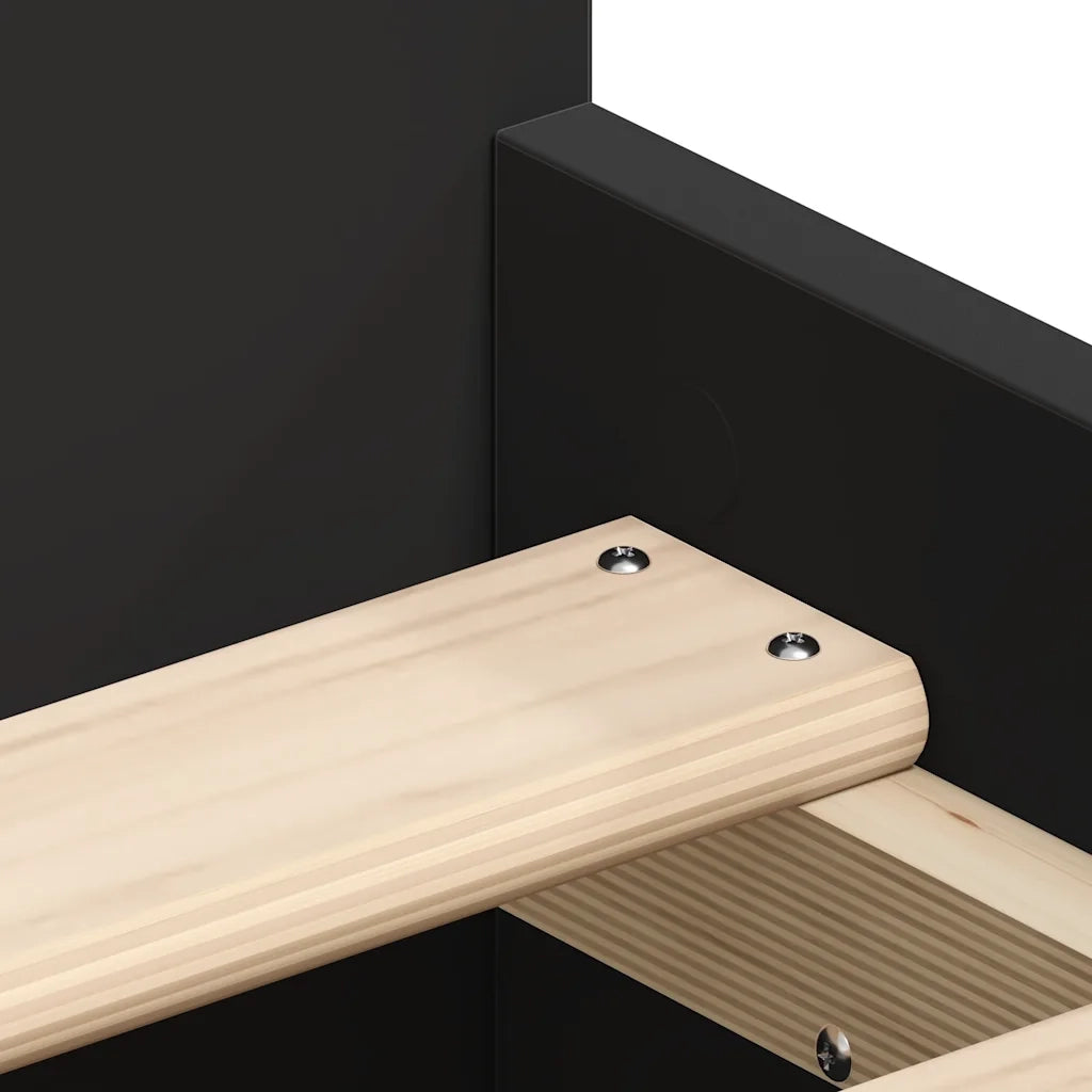 Letto singolo | Letto per adulti | Giroletto con Testiera e Pediera Nero 90x190 cm
