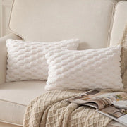 Set di 2 cuscini di plaid bianco crema super soffici decorativi con copri cuscino in velluto 30 x 50 cm per divano poltrona camera da letto.