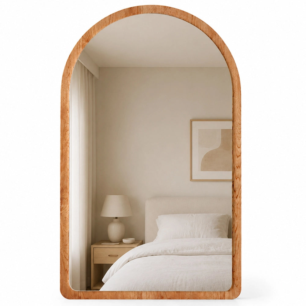 Specchio ad Arco Struttura in Legno Quercia Decorazione Design Moderno 46x60cm