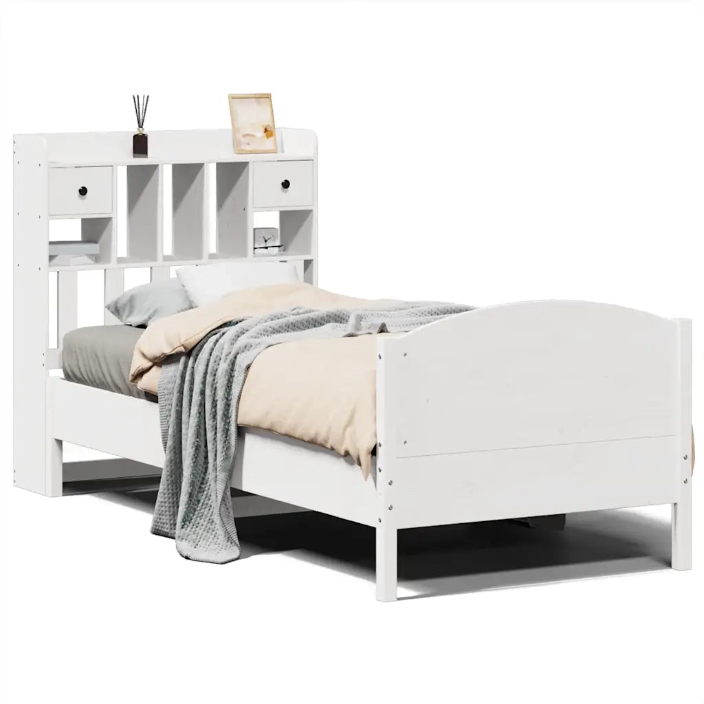Letto Libreria senza Materasso Bianca 90x200 cm Legno di Pino 3323162