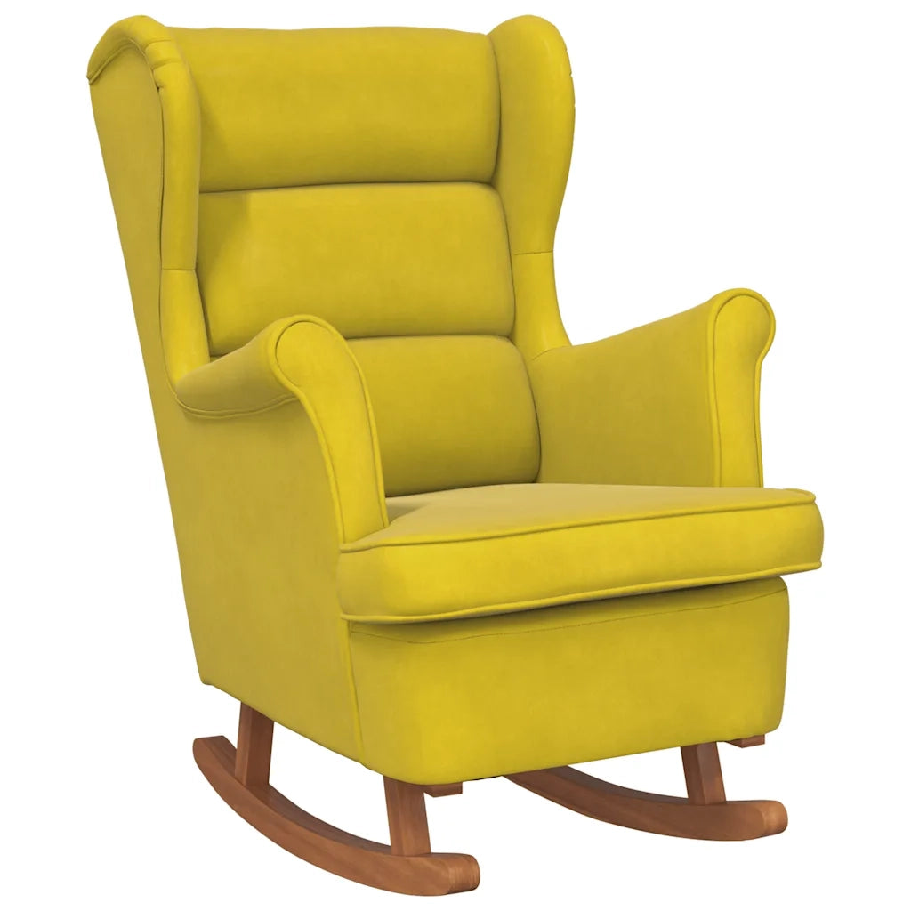 Sedia a dondolo con schienale alto in velluto giallo CFW3792148