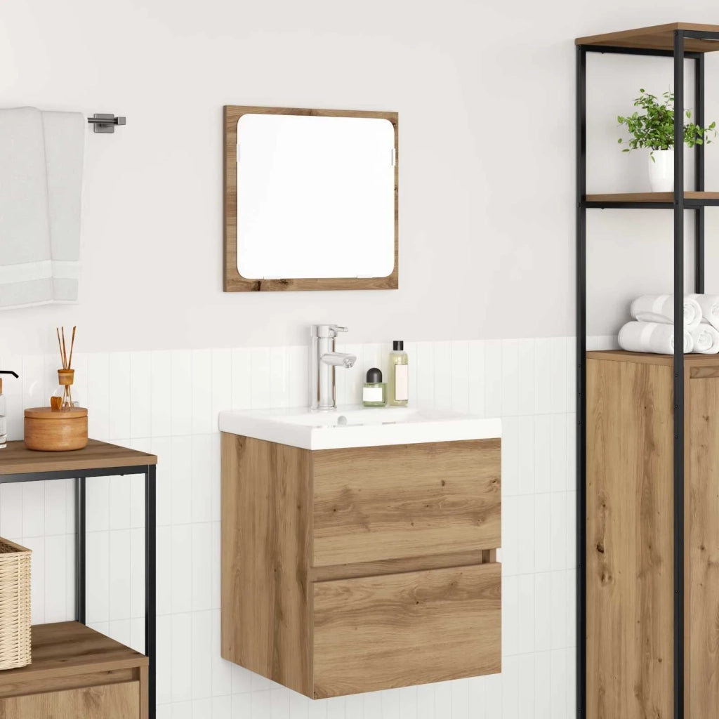 Set di mobili per il Bagno | Armadio da bagno 2 pz Rovere Artigiano e Bianco