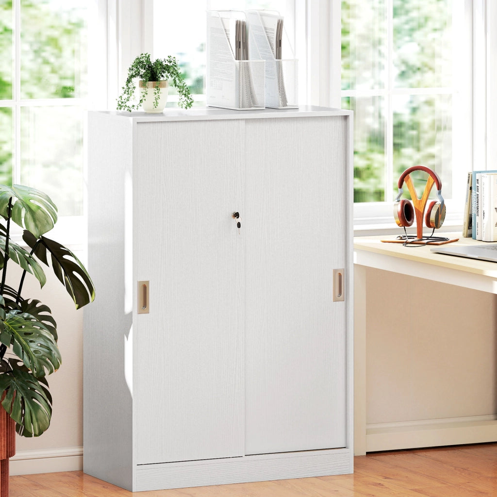 Armadio Scorrevole per Ufficio ¨C zephmum ¨C Bianco Legno 80x40x120 cm