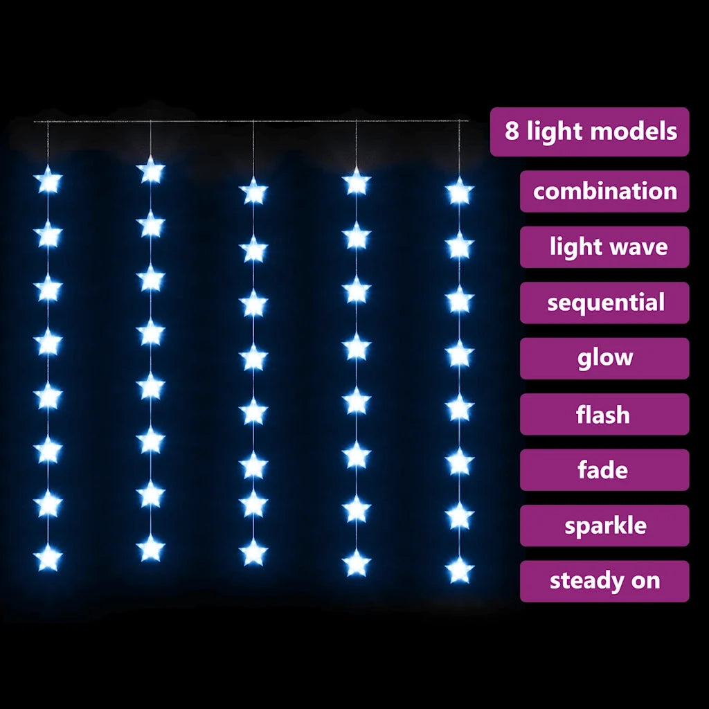 Luci Fatate a Stella a LED 200 LED Blu 8 Funzioni CFW2379698