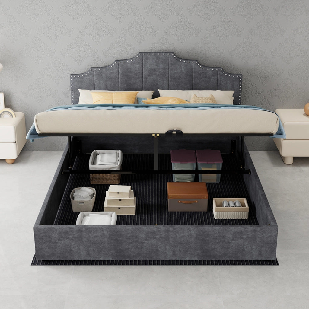 letto moderno in tessuto e metallo grigio 160 x 200 cm