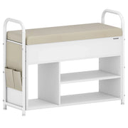 Panca portascarpe scarpiera 30 x 80,6 x 62,5 cm mobile da ingresso spazio sotto il coperchio tasche in PU maniglie per ingresso soggiorno camera da letto marrone rustico e nero inchiostro 12_0004112