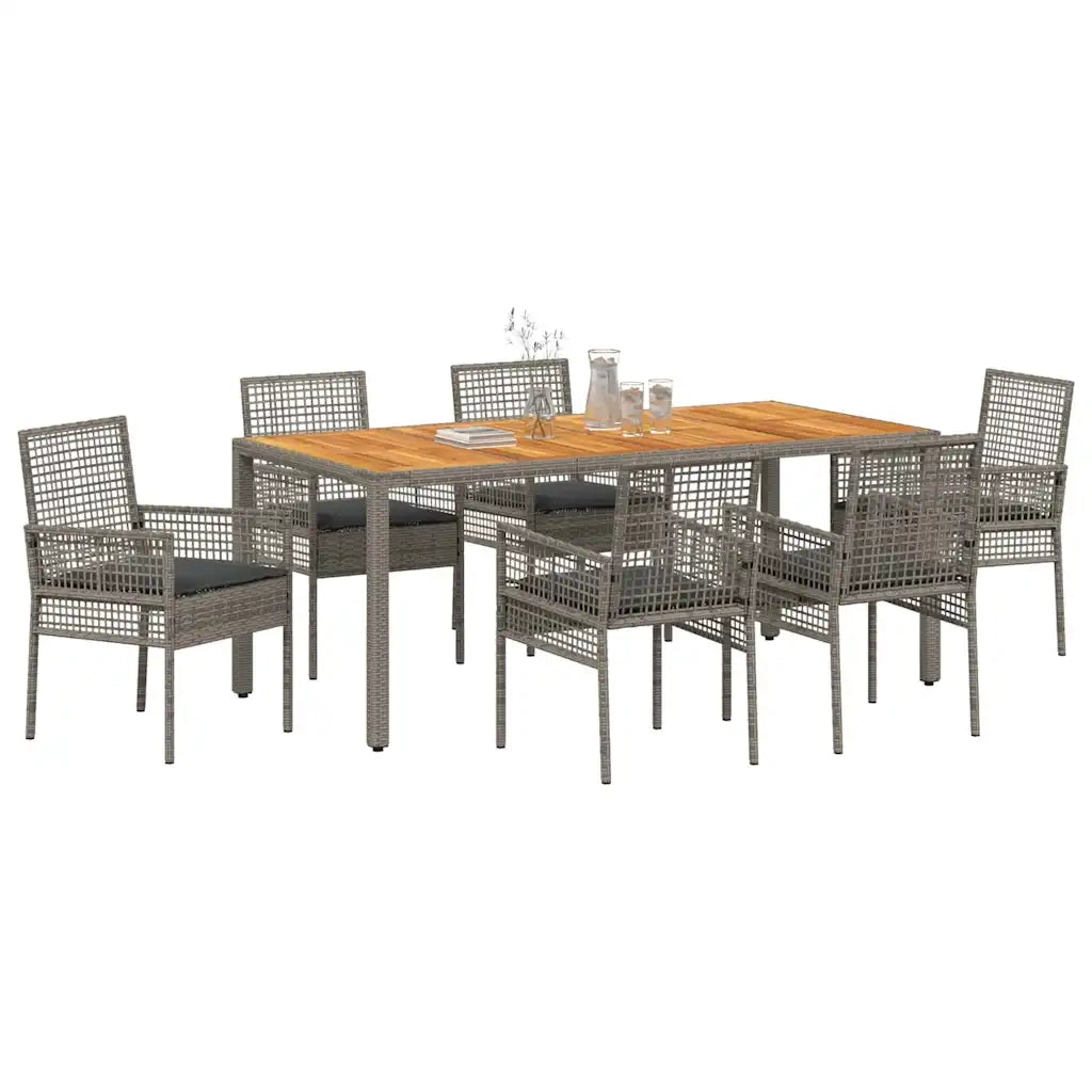 Set da Pranzo per Giardino 7 pcs Grigio polyrattan 3334913
