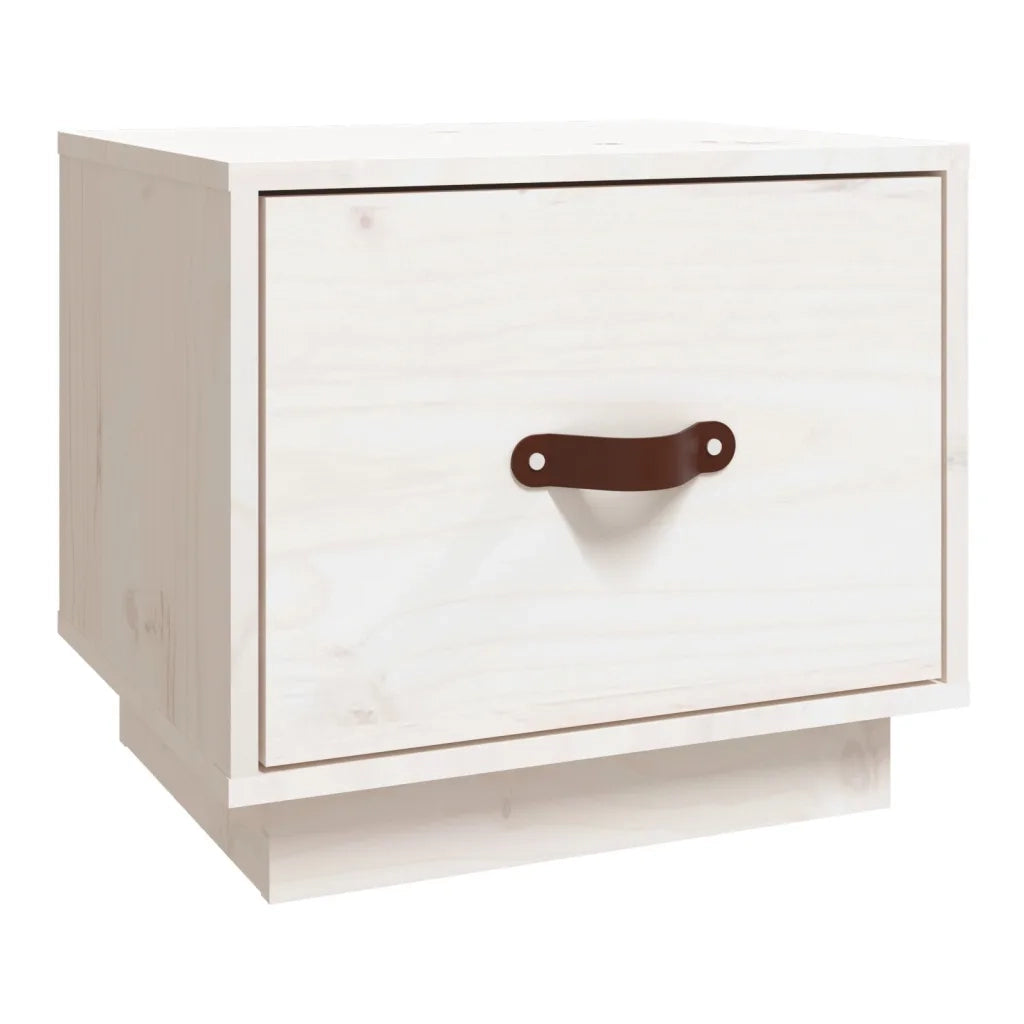 Comodino | Armadio da Notte | Mobiletto da notte Bianco 40x34x35 cm in Legno Massello di Pino