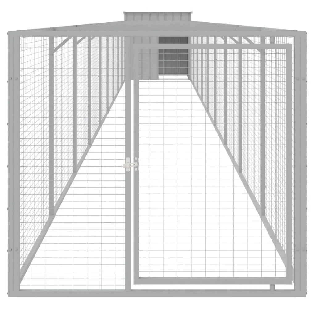 Cuccia per cani con cortile luminoso 110 x 1017 x 110 cm grigio 02_0043488