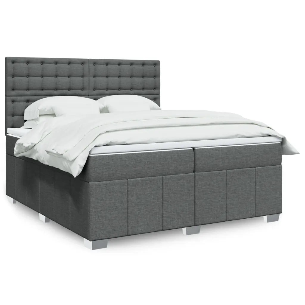 vidaXL Giroletto a Molle con Materasso Grigio Scuro 200x200 cm Tessuto