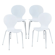 Set di 4 Sedie da Sala ETNE Impilabili - Bianco / Cromato [en.casa]