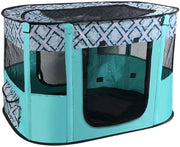 Recinzione per Cani Opportuna - Portatile Giocattolo - Utilizzo Interno/Esterno - 70x55x40CM - Facile da Trasportare - Tela Verde