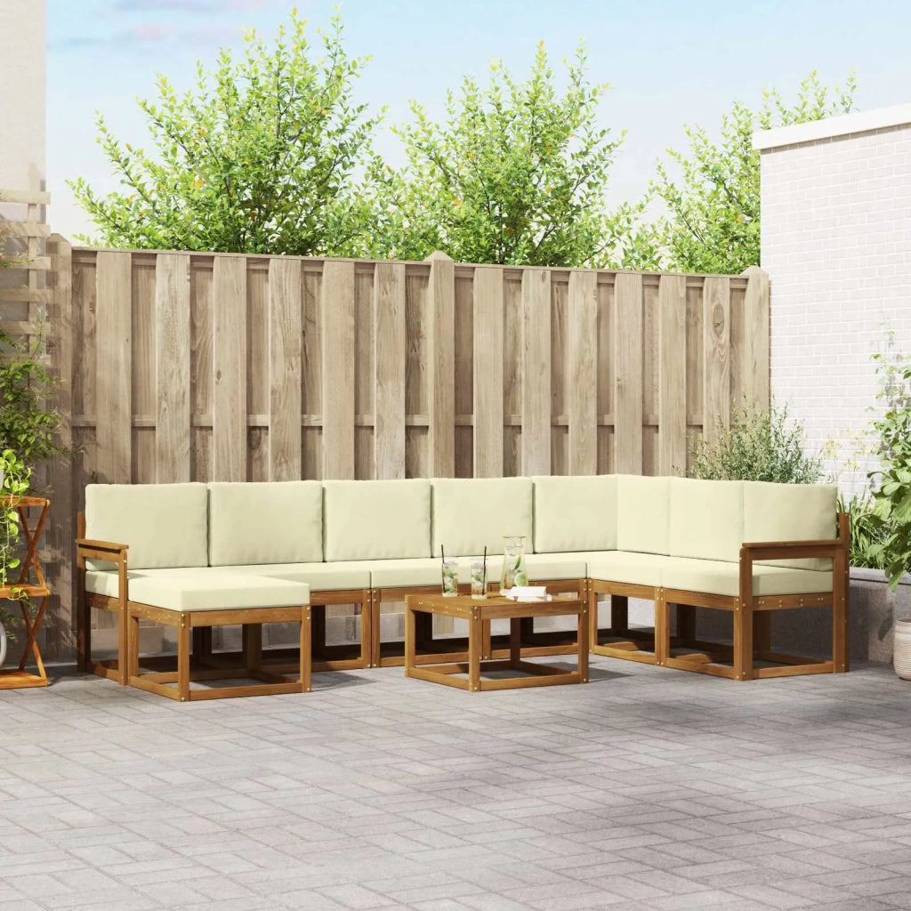 Set di divani da esterno con cuscino 9 pcs Naturale e Crema 3366838