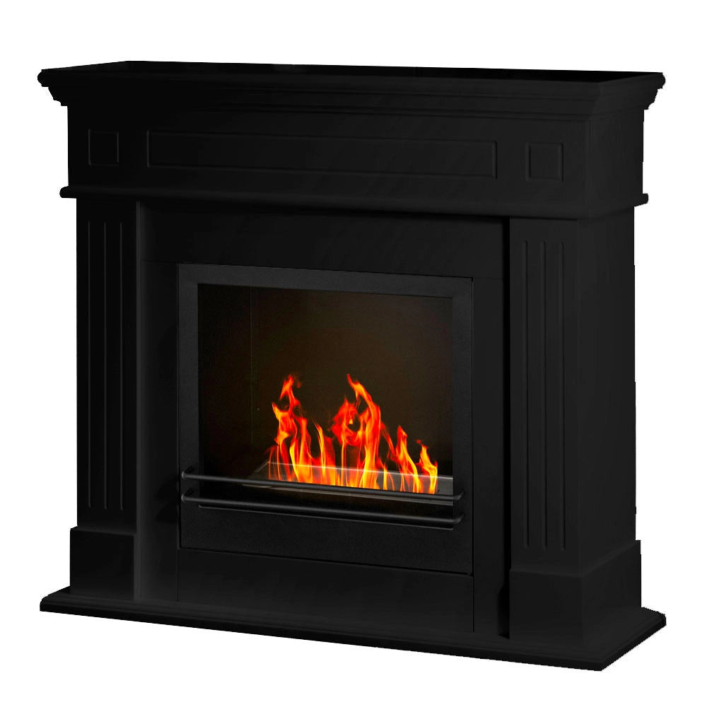 Camino a Bioetanolo da Pavimento 110x36x100 cm Cambridge in Legno Nero
