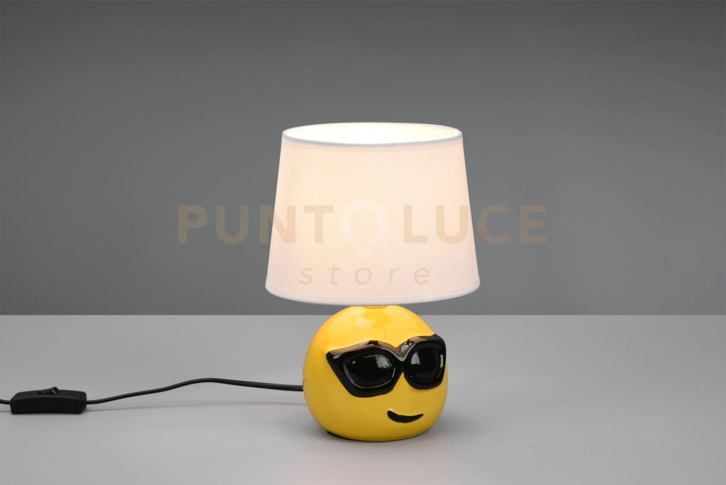 Lampada COOLIO  in ceramica smile occhiali da sole con paralume bianco R51201001