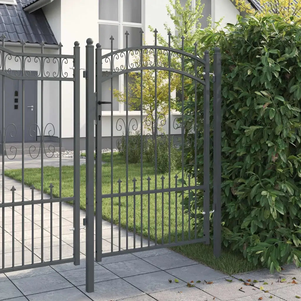 Cancello con Punta a Lancia KAMPEN 103 x 200 cm Acciaio Grigio 42009040
