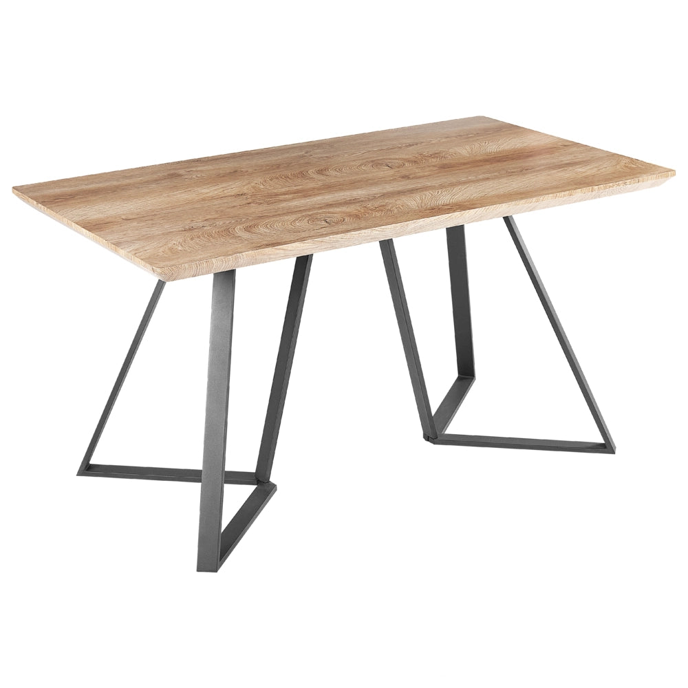 Set da pranzo Legno chiaro Gambe di metallo nero Tavolo rettangolare con panca Design moderno e minimalista Sala da pranzo interna Cucina