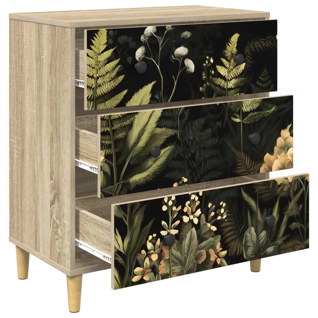 Cassettiera RHENEN Stampa tropicale 66 x 36,5 x 75 cm Sonoma 8007349