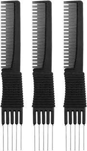 Set di capelli anti-statico in carbonio nero con spina in acciaio e doppio capo per parrucchieri - con pezzi