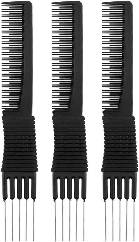 Set di capelli anti-statico in carbonio nero con spina in acciaio e doppio capo per parrucchieri - con pezzi