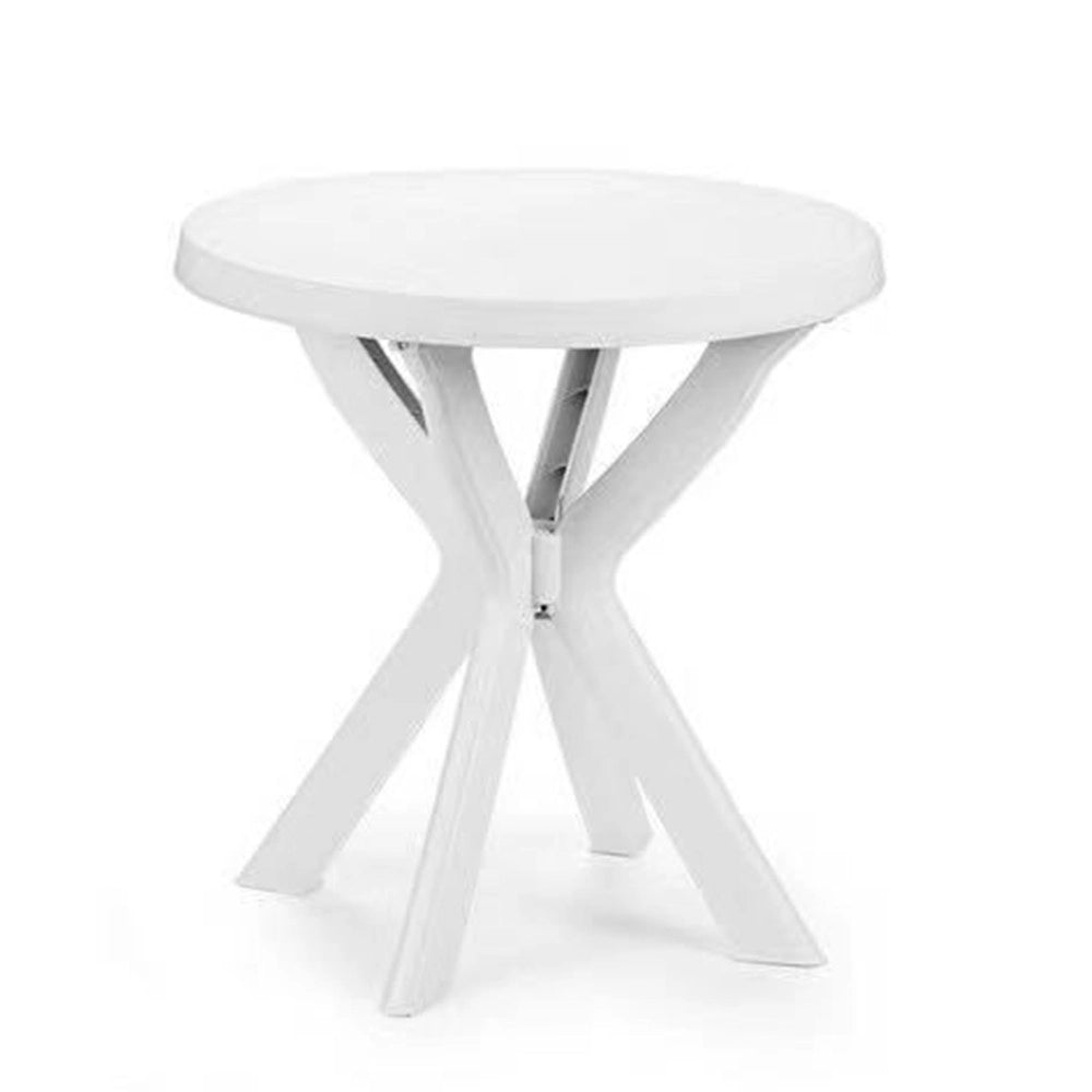Trade Shop - Tavolo Rotondo Da Giardino Don Bianco Resistente 70xh72cm Arredo Da Esterno 012139 -