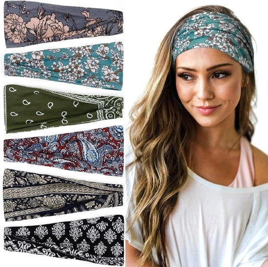 6 capi di cintura per capelli con fiori anti-slip per donne con elastico - ideale per yoga, moda e attività sportive