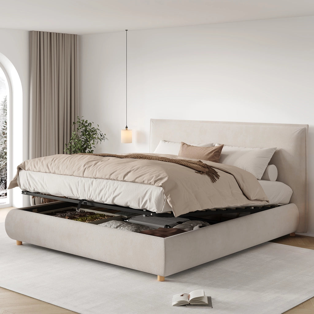 letto imbottito velluto crema 194 x 218 cm