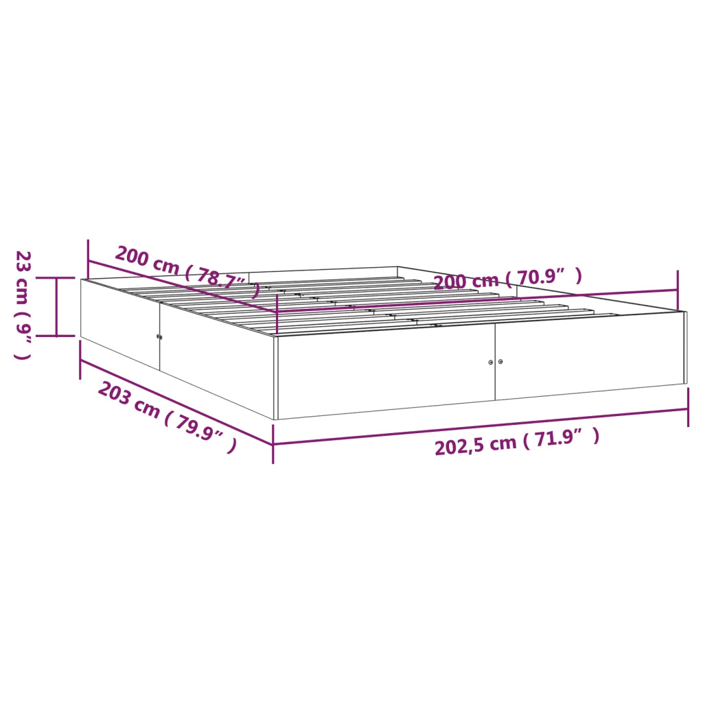 Giroletto-Struttura Letto Bianco in Legno Massello 200x200 cm 702770
