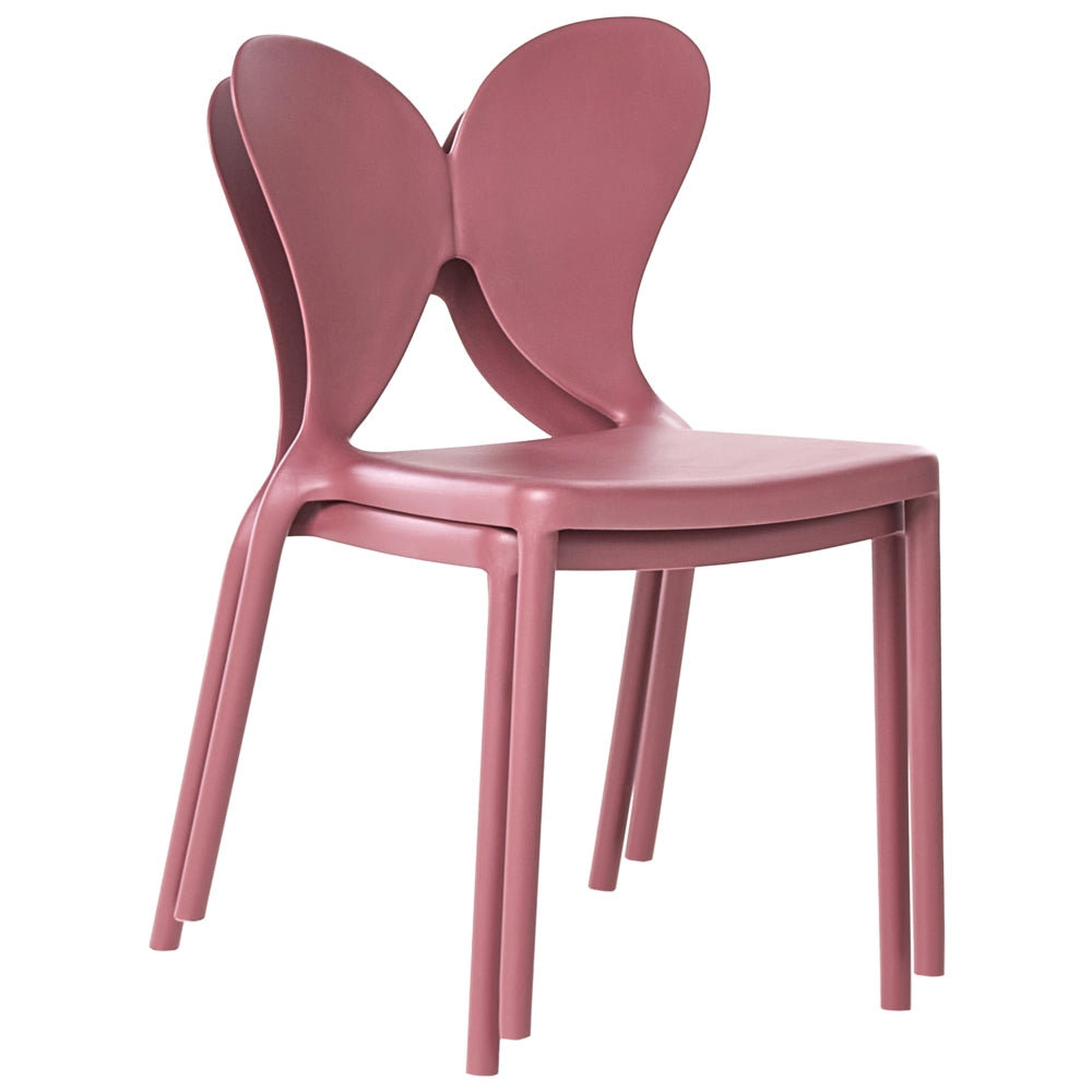 Set di 2 sedie da giardino rosa Materiale sintetico Plastica Interno Esterno Giardino Schienale a farfalla Sala da pranzo Stile moderno minimalista