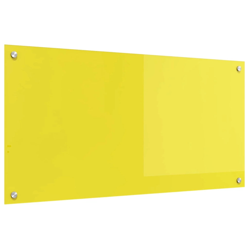 Paraschizzi moderno per cucina 100 x 50 cm resistente al calore facile da installare in vetro temperato giallo 02_0058469