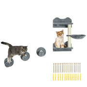 Set per gatti con arrampicata e amaca ¨C zephmum ¨C grigio+crema 40x28x73cm