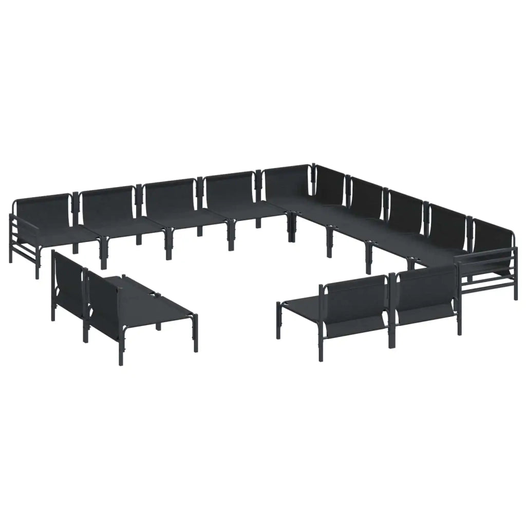 Set Divano da Giardino con cuscino 13 pcs Nero Acciaio 3379032