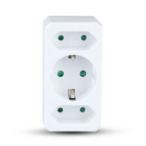Adattatore a 2 modi con socket 2 euro 10a, 1 socket 10/16a â€‹â€‹250 V (etichetta+ polibag) bianco