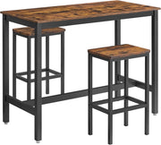 VASAGLE Set di Tavolo da Bar con 2 Sgabelli da Bar, Set di Sedie da Pranzo con Tavolino, per Cucina, Soggiorno, Stanza da Festa, in Stile Industriale, Marrone Vintage LBT15X