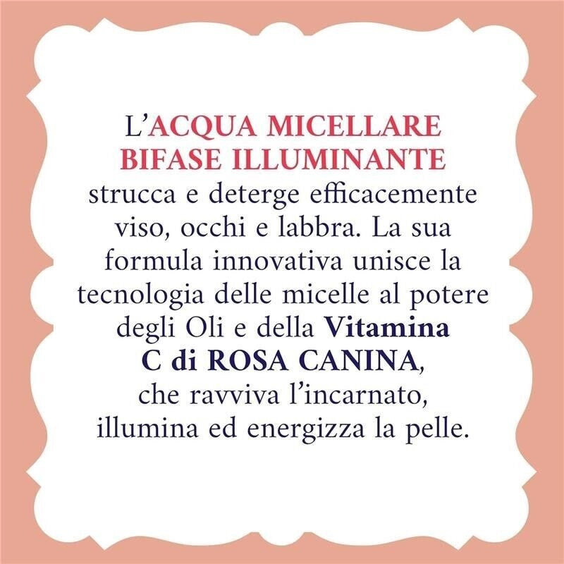 ACQUA MICELLARE BIFASE ALLE ROSE 200 ML ALLA ROSA CANINA + AZIONE ILLUMINANTE VITAMINA C