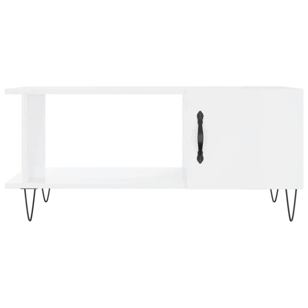 Tavolino da Salotto-Tavolino da soggiorno-Tavolo Bianco Lucido 90x50x40 cm Legno Multistrato 161767