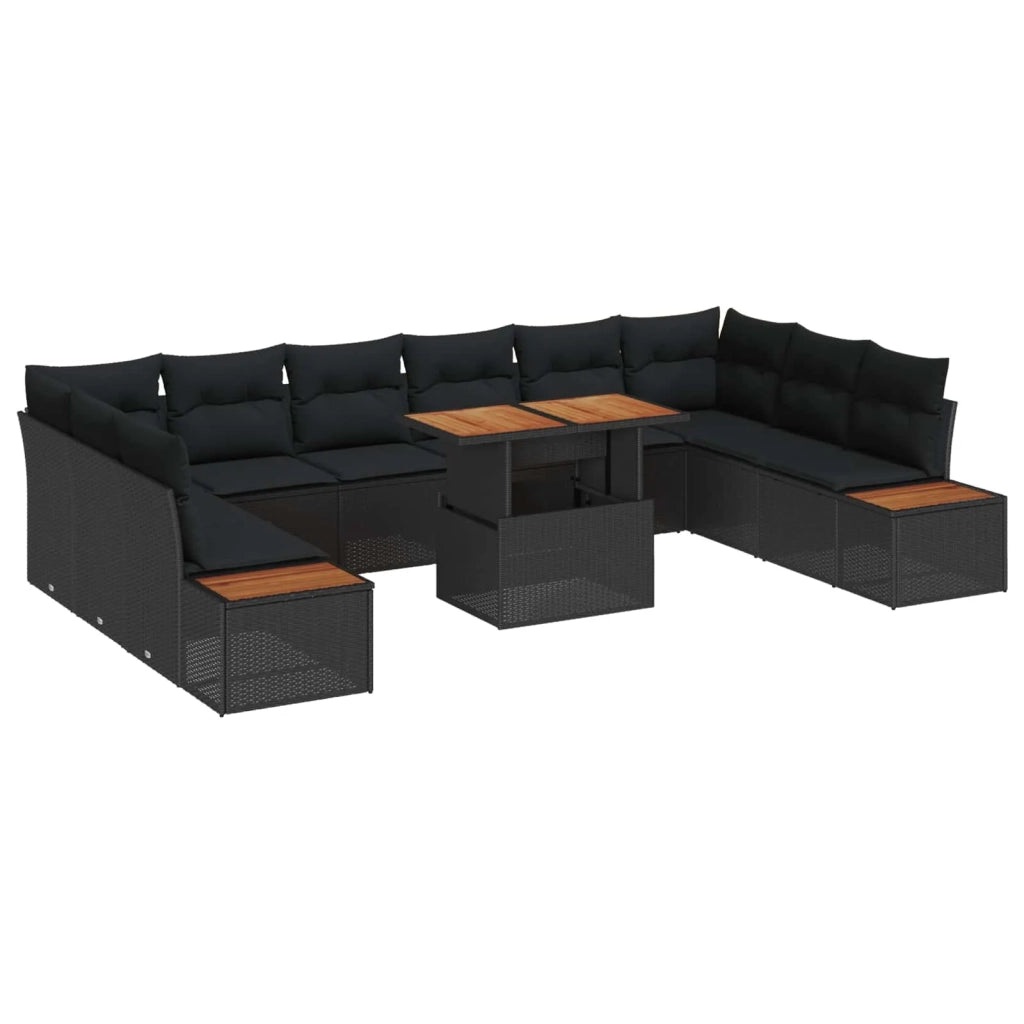 Set da Pranzo per Giardino con cuscino 11 pcs Nero e Marrone 3350105
