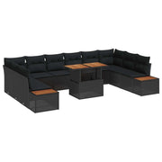 Set da Pranzo per Giardino con cuscino 11 pcs Nero e Marrone 3350105