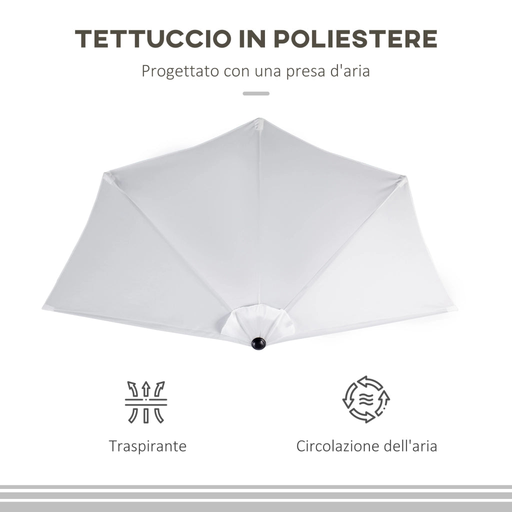 Ombrellone da Terrazza Mezzaluna ¨C zephmum ¨C Bianco 2.6x1.35 m