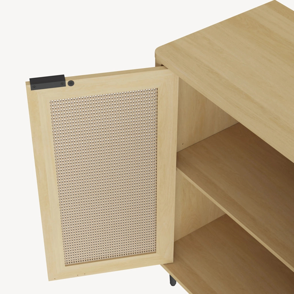 Credenza Bassa Lukhomso Ante con Inserto Intreccio 83x80x40 cm Effetto Rovere [en.casa]