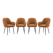Set di 4 poltrone in velluto a coste con gambe in metallo nero opaco,