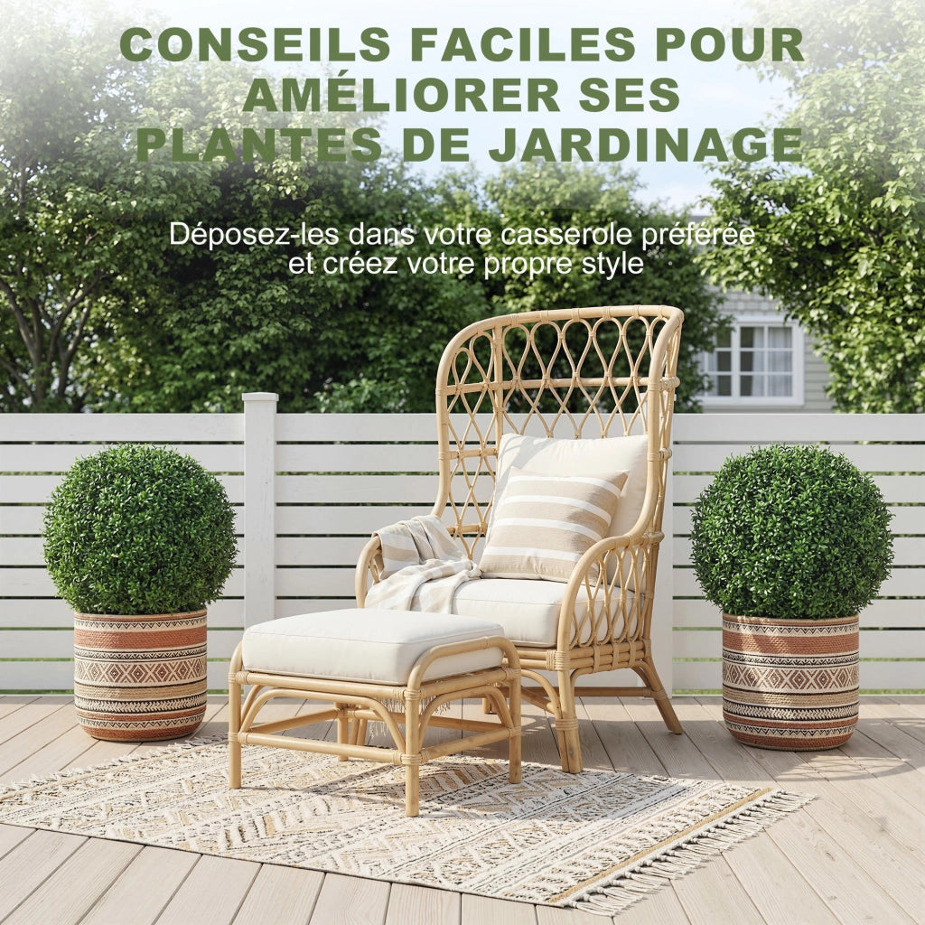 2 Palle Buxus Artificiali in Vaso ¨C zephmum ¨C Verde 42 cm
