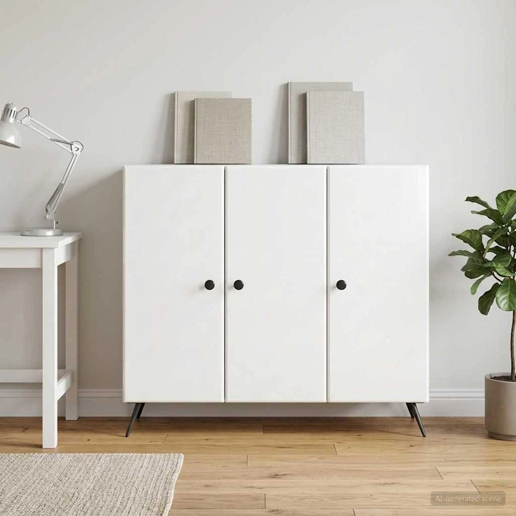Credenza Bianco Lucido 89 x 34,5 x 80 cm Legno ingegnerizzato 895569