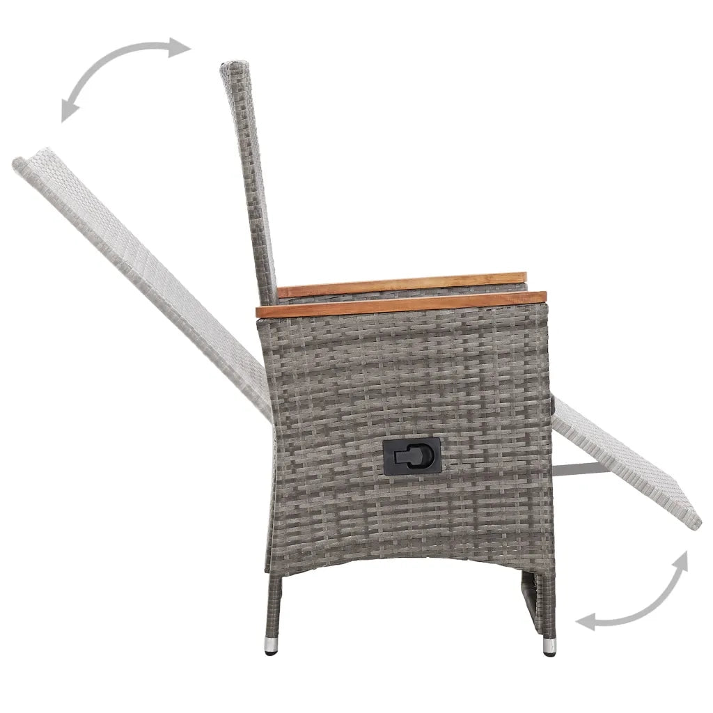 Set da Pranzo da Giardino 9 pz con Cuscini in Polyrattan Grigio cod mxl 36029