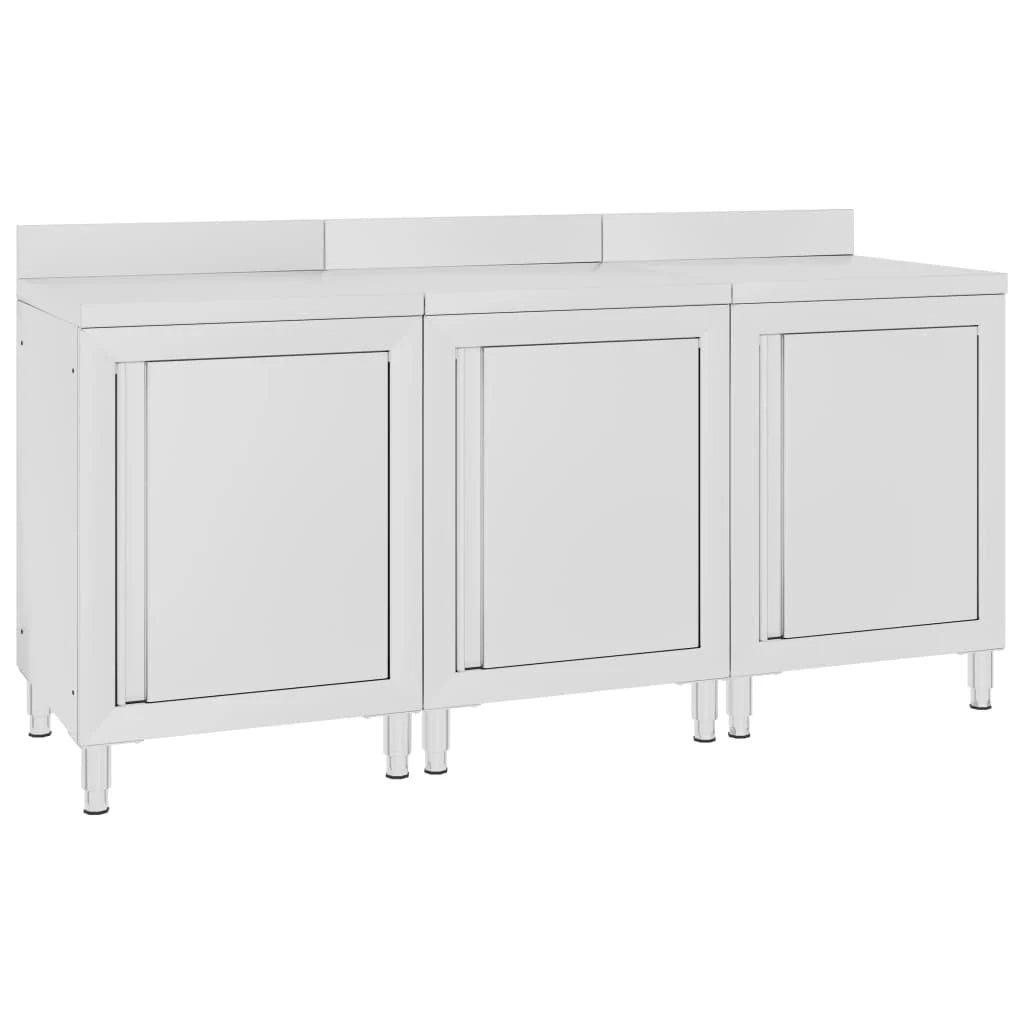 Tavolo da lavoro commerciale con mobiletto 180 x 60 x 96 cm acciaio inox 02_0001901