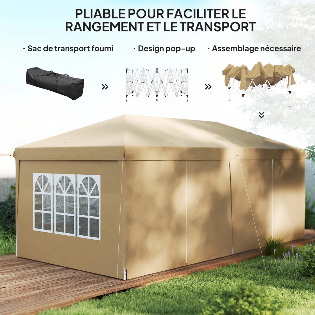 Tonnelle da giardino pieghevole ¨C zephmum ¨C 6x3x2.7m kaki