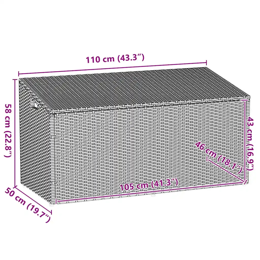 Baule da Giardino Grigio Chiaro 110x50x58 cm in Polyrattan 4104073