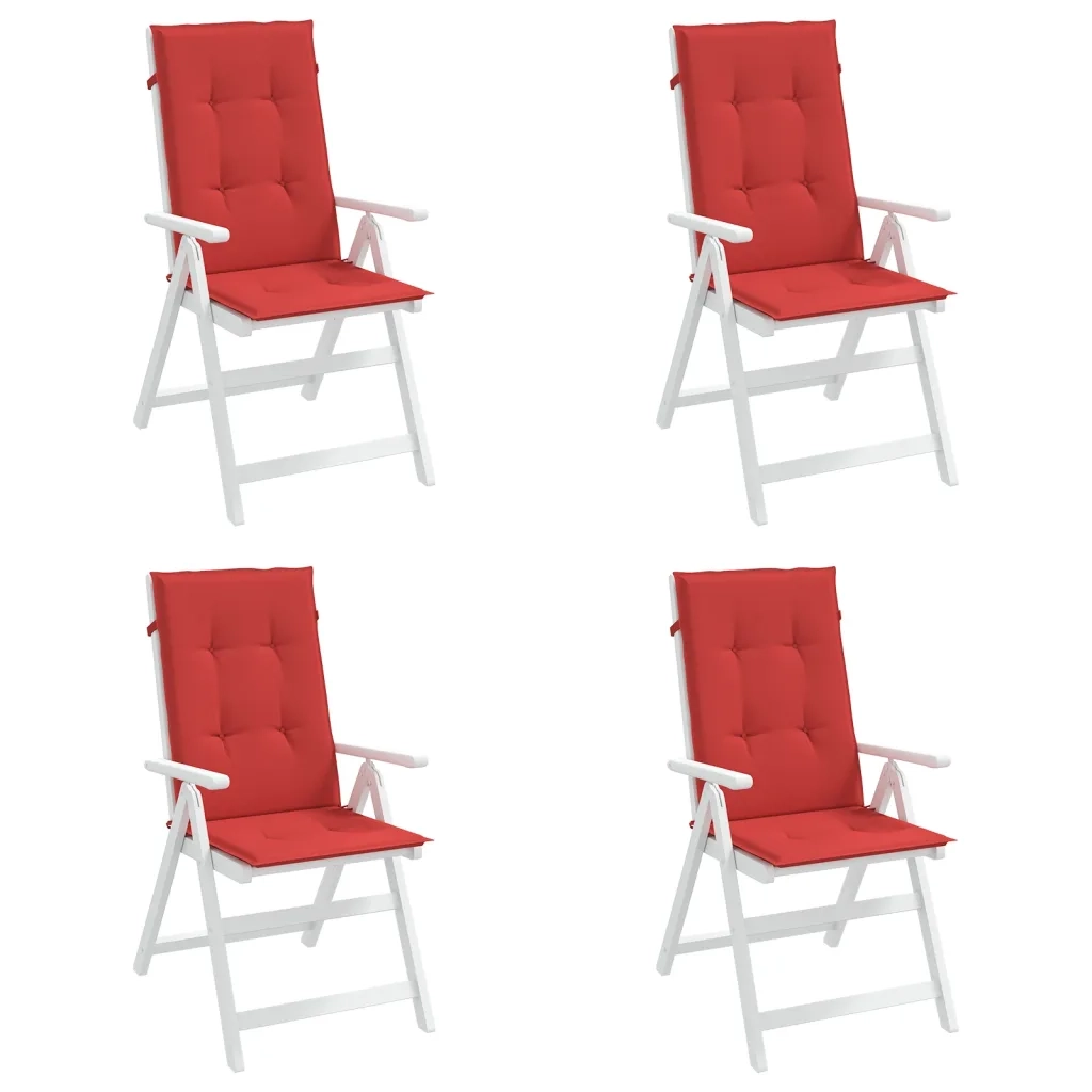 Cuscini per Sedie 4 pz Rossi 120x50x3 cm in Tessuto