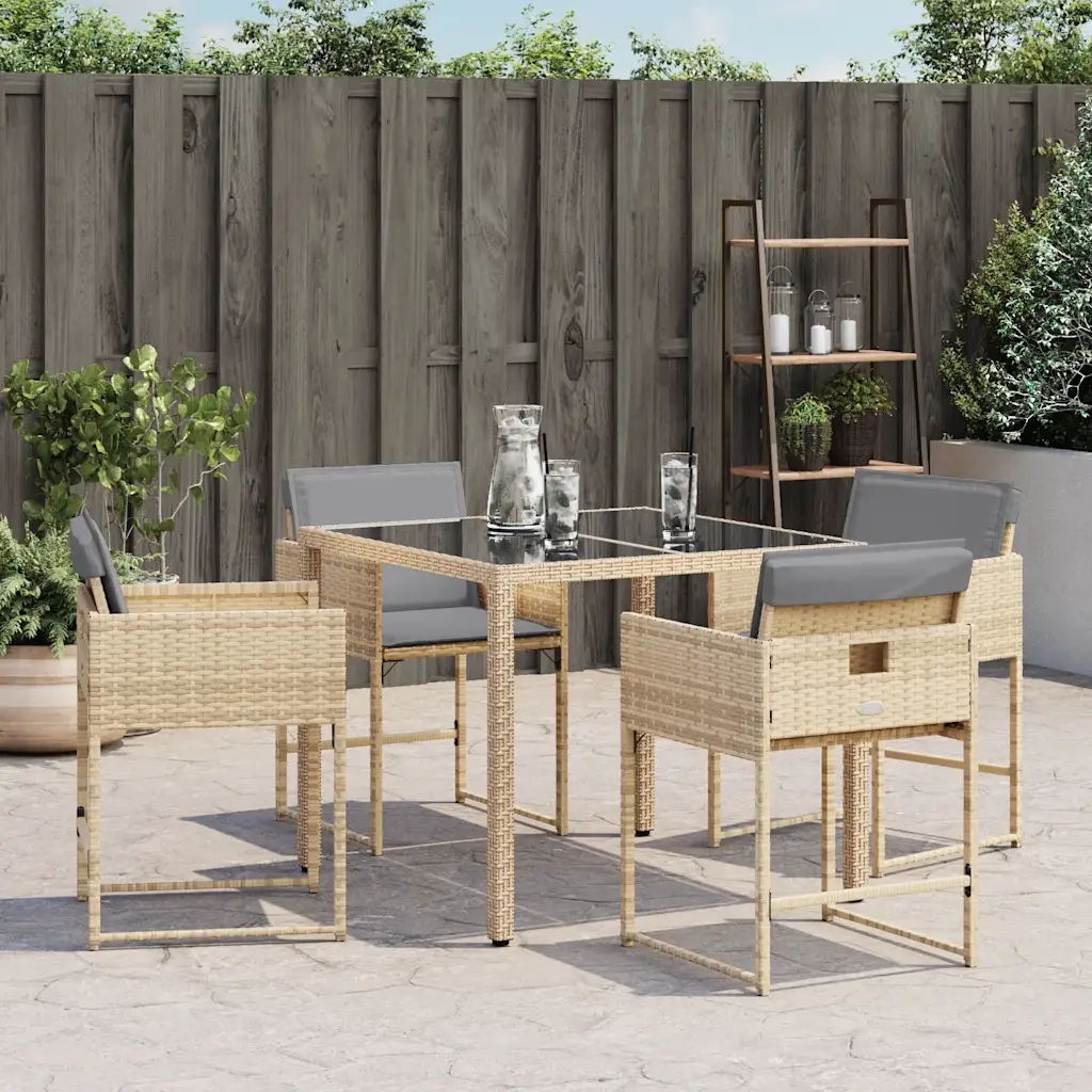 Sedie da Giardino con Cuscini 4 pz | Sedie da Esterno Beige Misto in Polyrattan