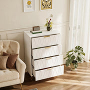 Cassettiera 60x34x90 cm 4 cassetti mobiletto salvaspazio mobile contenitore MDF e metallo - bianco